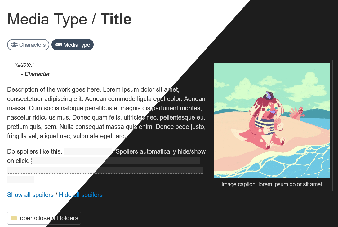 TVTropes theme preview showing light & dark themes